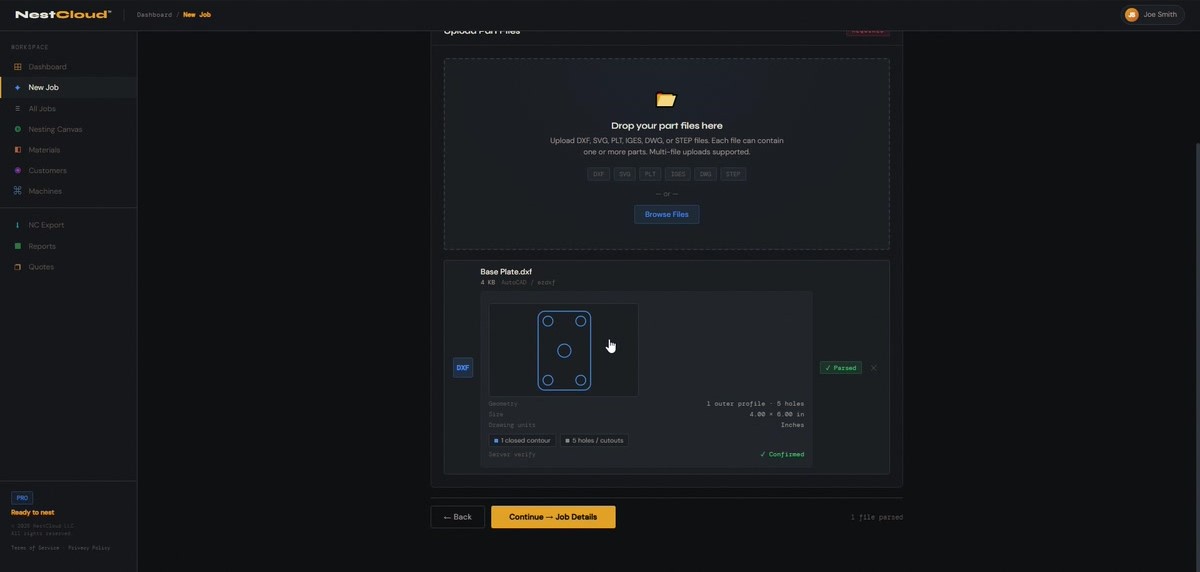 NestCloud file import panel