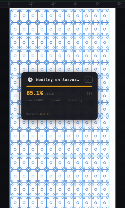 NestCloud nesting animation &mdash; parts arranging in real time